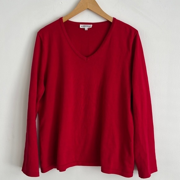 Northern Reflections Sweaters - Northern Reflections Long Sleeve Red V-neck Cotton Sweater